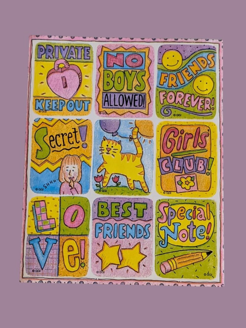 Gibson Stickety Doo Da Girls Club Vintage 1997 Sticker Sheet